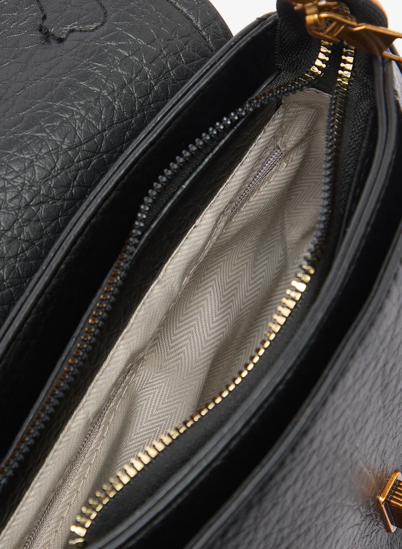 Ella Black classic crossbody with gold detail for Women | Best Price UAE